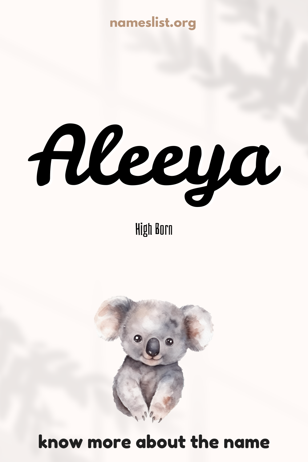 Aleeya meaning and origin