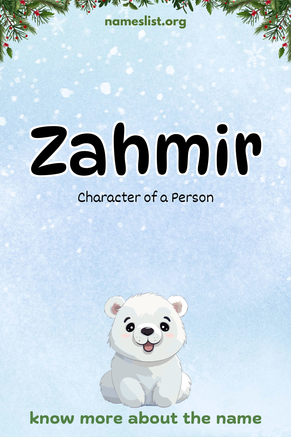 Zahmir meaning and origin
